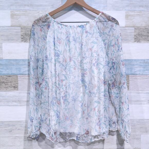 Viola Borghi Silk Floral Sheer Overlay Off The Shoulder Top Italy Womens Small - Picture 3 of 6